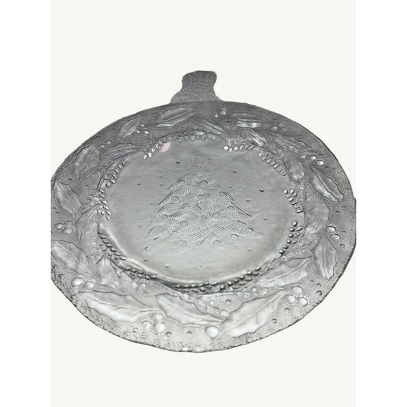 Vintage Clear Glass Christmas Tree Embossed Dessert Plate Trinket Plate - Picture 5 of 7